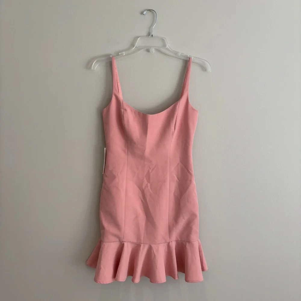 Bardot Gigi Ruffle Hem Fit & Flare Blush Pink Mini Dress Size 4 - Picture 3 of 10